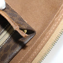 CELINE Macadam Canvas Boston Bag PVC Brown Gold Auth ki6155-23