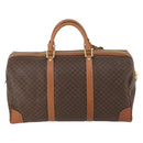 CELINE Macadam Canvas Boston Bag PVC Brown Gold Auth ki6155-3