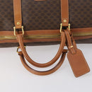 CELINE Macadam Canvas Boston Bag PVC Brown Gold Auth ki6155-7