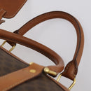 CELINE Macadam Canvas Boston Bag PVC Brown Gold Auth ki6155-8