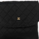 CHANEL Matelasse Chain Shoulder Bag Satin Black Gold CC Auth ki6158-17