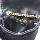 CHANEL Matelasse Chain Shoulder Bag Satin Black Gold CC Auth ki6158-11