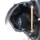 CHANEL Matelasse Chain Shoulder Bag Satin Black Gold CC Auth ki6158-12