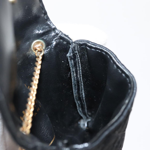 CHANEL Matelasse Chain Shoulder Bag Satin Black Gold CC Auth ki6158