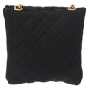 CHANEL Matelasse Chain Shoulder Bag Satin Black Gold CC Auth ki6158-2