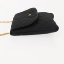 CHANEL Matelasse Chain Shoulder Bag Satin Black Gold CC Auth ki6158-4
