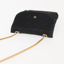 CHANEL Matelasse Chain Shoulder Bag Satin Black Gold CC Auth ki6158-6