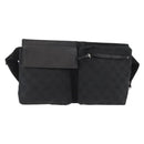 GUCCI GG Canvas Waist bag Black Silver 28566 Auth ki6159-1