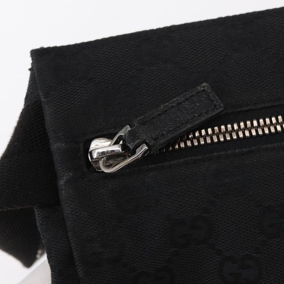 GUCCI GG Canvas Waist bag Black Silver 28566 Auth ki6159