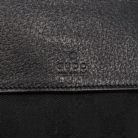 GUCCI GG Canvas Waist bag Black Silver 28566 Auth ki6159