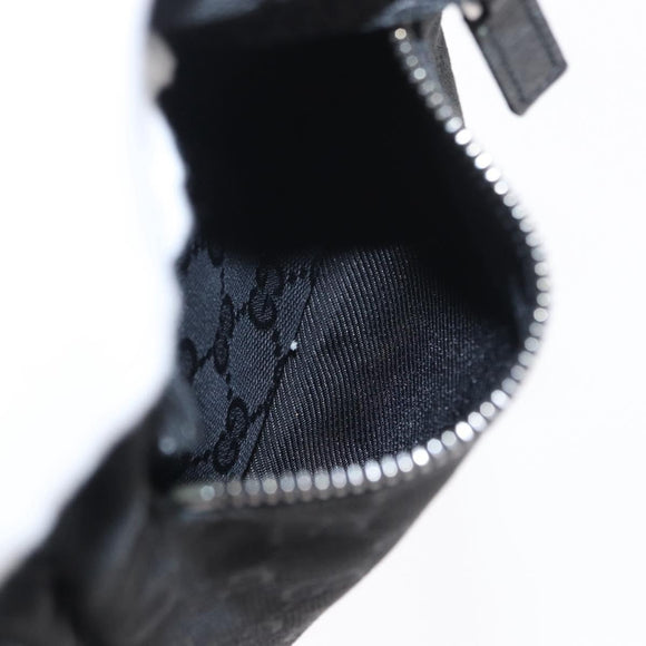 GUCCI GG Canvas Waist bag Black Silver 28566 Auth ki6159