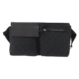 GUCCI GG Canvas Waist bag Black Silver 28566 Auth ki6159 - 0