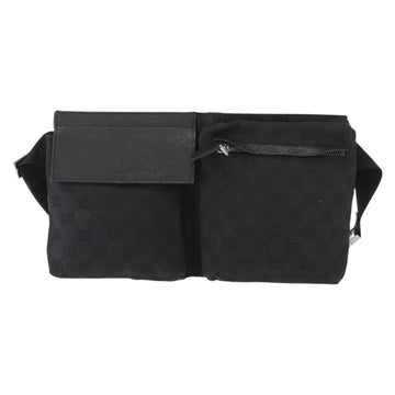 GUCCI GG Canvas Waist bag Black Silver 28566 Auth ki6159 - 0