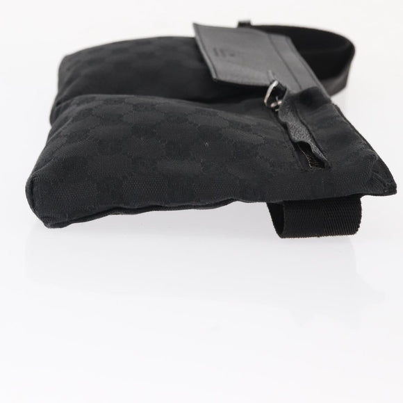 GUCCI GG Canvas Waist bag Black Silver 28566 Auth ki6159