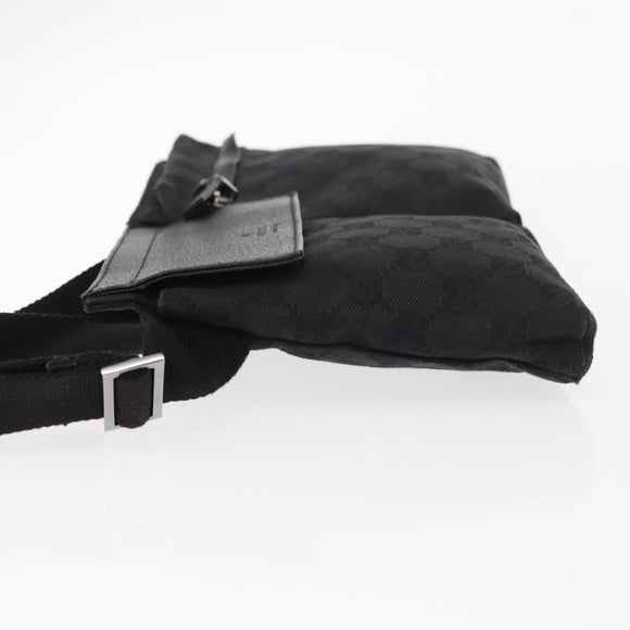 GUCCI GG Canvas Waist bag Black Silver 28566 Auth ki6159