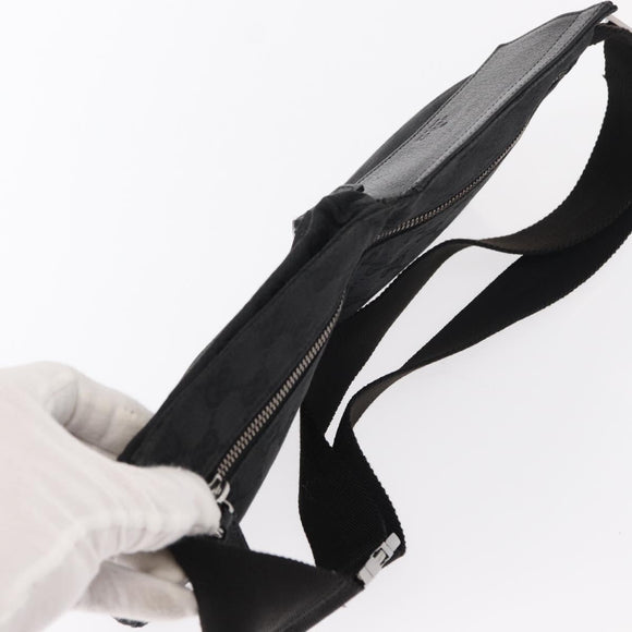 GUCCI GG Canvas Waist bag Black Silver 28566 Auth ki6159