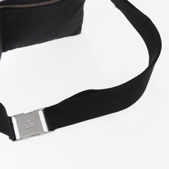 GUCCI GG Canvas Waist bag Black Silver 28566 Auth ki6159