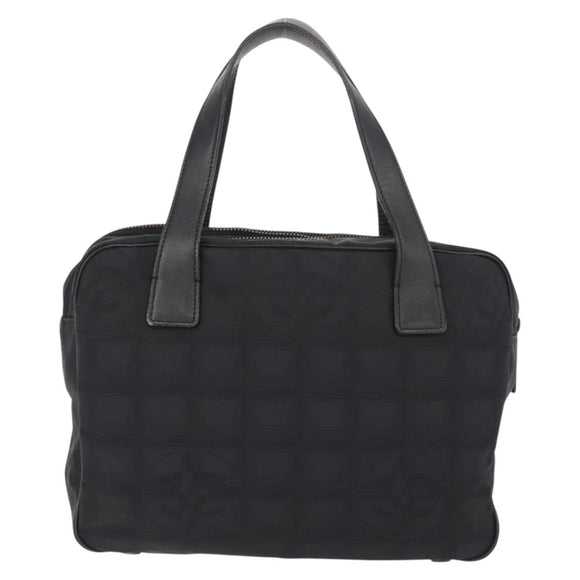 CHANEL New Travel Line Hand Bag Nylon Black CC Auth ki6162