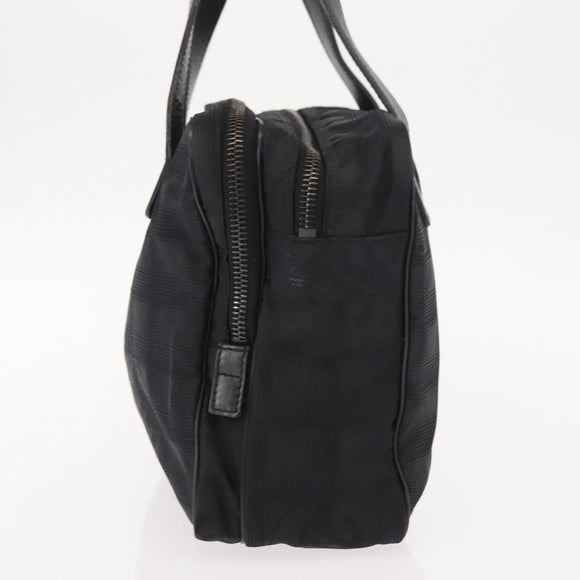 CHANEL New Travel Line Hand Bag Nylon Black CC Auth ki6162