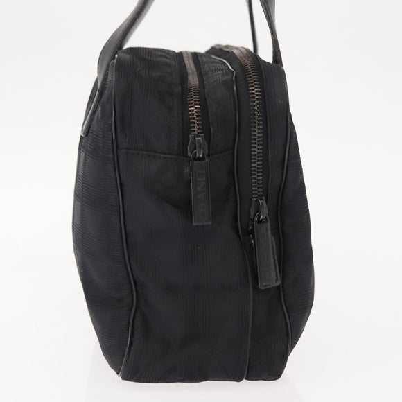 CHANEL New Travel Line Hand Bag Nylon Black CC Auth ki6162