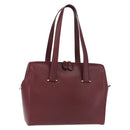 CARTIER Must Line Shoulder Bag Leather Bordeaux Gold Auth ki6163-1