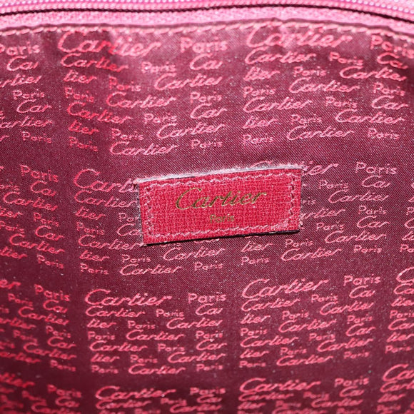 CARTIER Must Line Shoulder Bag Leather Bordeaux Gold Auth ki6163