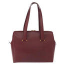 CARTIER Must Line Shoulder Bag Leather Bordeaux Gold Auth ki6163-2