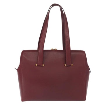 CARTIER Must Line Shoulder Bag Leather Bordeaux Gold Auth ki6163 - 0