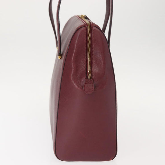CARTIER Must Line Shoulder Bag Leather Bordeaux Gold Auth ki6163