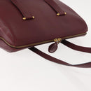 CARTIER Must Line Shoulder Bag Leather Bordeaux Gold Auth ki6163-7