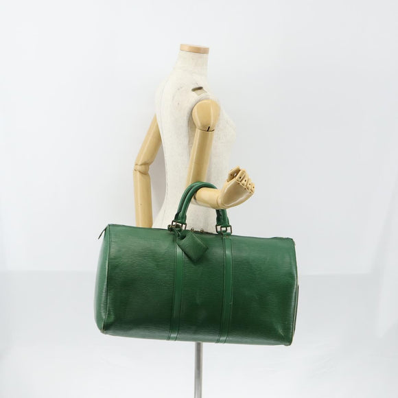 LOUIS VUITTON Epi Keepall 50 Boston Bag Green M42964 LV Auth ki6165