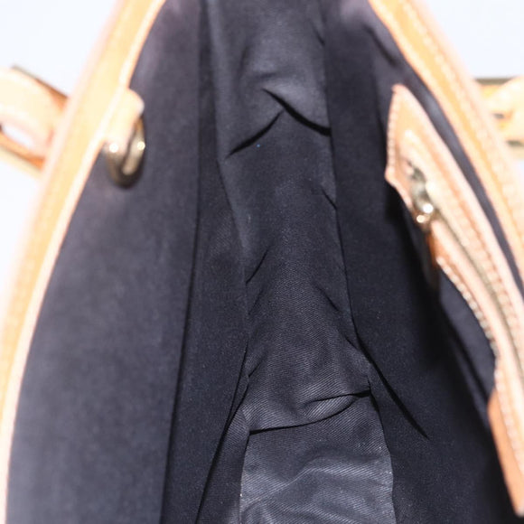 CELINE Macadam Canvas Hand Bag PVC Leather Brown Gold Auth ki6170