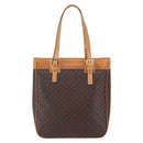 CELINE Macadam Canvas Hand Bag PVC Leather Brown Gold Auth ki6170-13