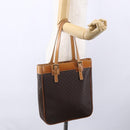 CELINE Macadam Canvas Hand Bag PVC Leather Brown Gold Auth ki6170-21