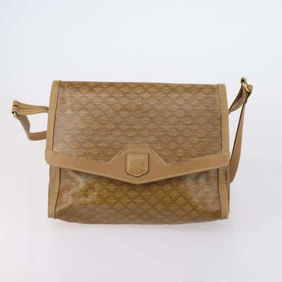 CELINE Macadam Canvas Shoulder Bag PVC Leather 5 Set Brown Beige Auth ki6173