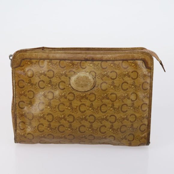 CELINE Macadam Canvas Shoulder Bag PVC Leather 5 Set Brown Beige Auth ki6173