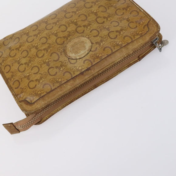 CELINE Macadam Canvas Shoulder Bag PVC Leather 5 Set Brown Beige Auth ki6173