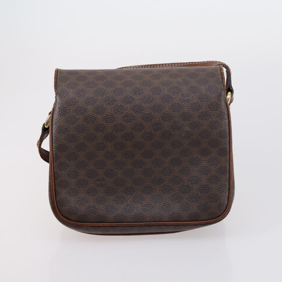 CELINE Macadam Canvas Shoulder Bag PVC Leather 5 Set Brown Beige Auth ki6173