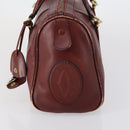CARTIER Must Line Boston Bag Leather 3 Set Bordeaux Auth ki6175-19