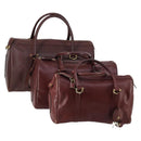 CARTIER Must Line Boston Bag Leather 3 Set Bordeaux Auth ki6175-1