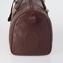 CARTIER Must Line Boston Bag Leather 3 Set Bordeaux Auth ki6175-4