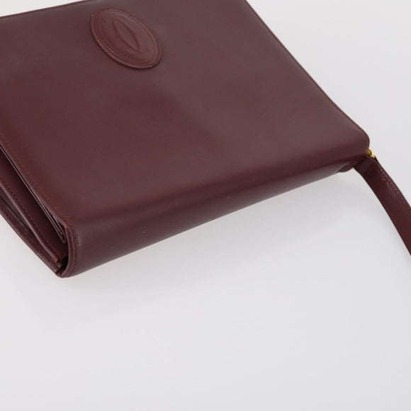 CARTIER Must Line Clutch Bag Leather 3 Set Bordeaux Auth ki6176