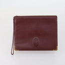 CARTIER Must Line Clutch Bag Leather 3 Set Bordeaux Auth ki6176-14