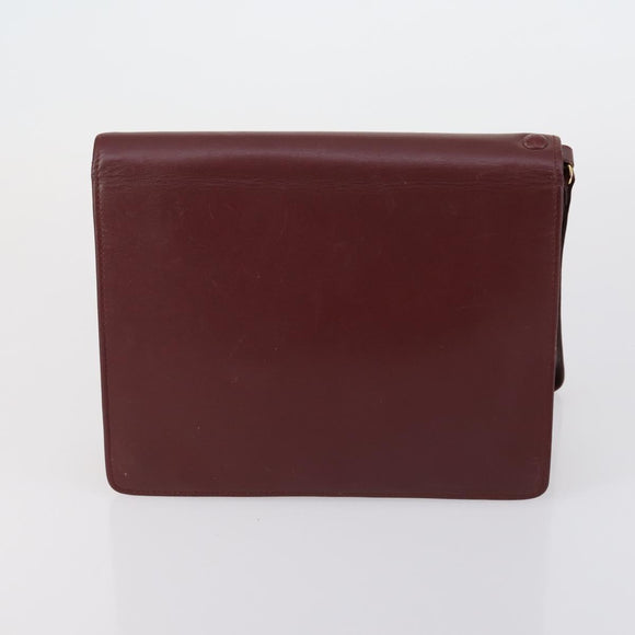 CARTIER Must Line Clutch Bag Leather 3 Set Bordeaux Auth ki6176