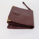 CARTIER Must Line Clutch Bag Leather 3 Set Bordeaux Auth ki6176-16