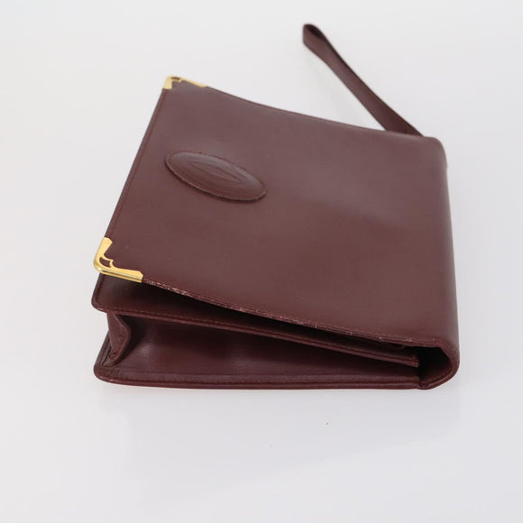 CARTIER Must Line Clutch Bag Leather 3 Set Bordeaux Auth ki6176
