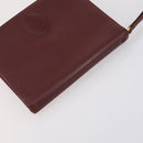 CARTIER Must Line Clutch Bag Leather 3 Set Bordeaux Auth ki6176-17