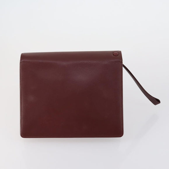 CARTIER Must Line Clutch Bag Leather 3 Set Bordeaux Auth ki6176