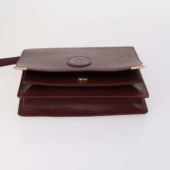 CARTIER Must Line Clutch Bag Leather 3 Set Bordeaux Auth ki6176