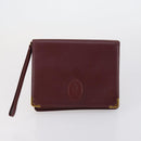 CARTIER Must Line Clutch Bag Leather 3 Set Bordeaux Auth ki6176-8
